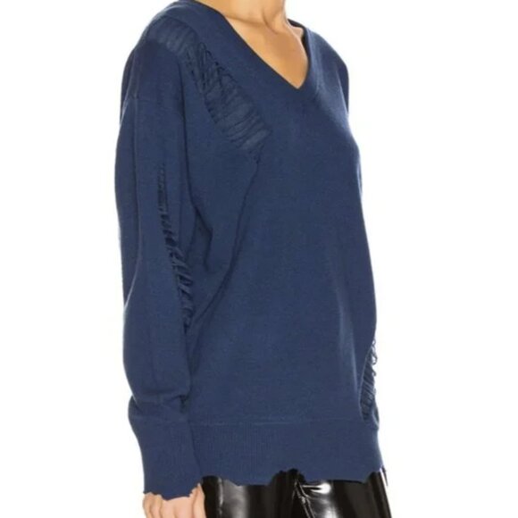 Luxury Designer Helmut Lang 100% Lambs Wool Sweater Blue Size Extra Small - Picture 3 of 16